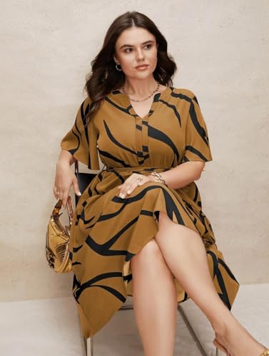 Image of JAIPURFAME One Piece Dress for Women, New American Print Rayon Midi Dress, Stylish, Modern Party Outfit, Perfect for Casual and Formal Occasions