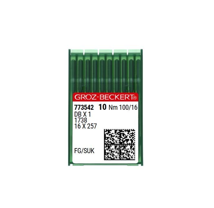 GROZ-BECKERT - Agujas para máquina de coser Groz Beckert DBX1 1738 16X257, 500 unidades (FG/SUK, 100/16)