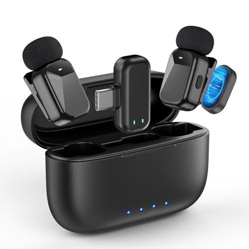 Image of PoP voice Mini Wireless Lavalier Microphone for iPhone 15 /16 /17 & Android, Lapel Mic with Noise Reduction, 30H Battery Life with Charging Case, Lav Mic for iPhone Vlogging, Video Recording, Podcast