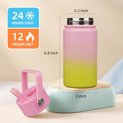 Image of BJPKPK Insulated Water Bottle, 15oz Stainless Steel with Straw Lid