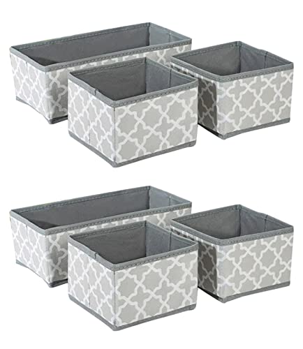 House of Quirk Fabric Storage Box Set of 3 Closet Dresser Drawer Organizer Cube Basket Bins Containers Divider With Drawers For Underwear, Bras, Socks, Scarves, Grey (Pack of 2 Grey Lantern)