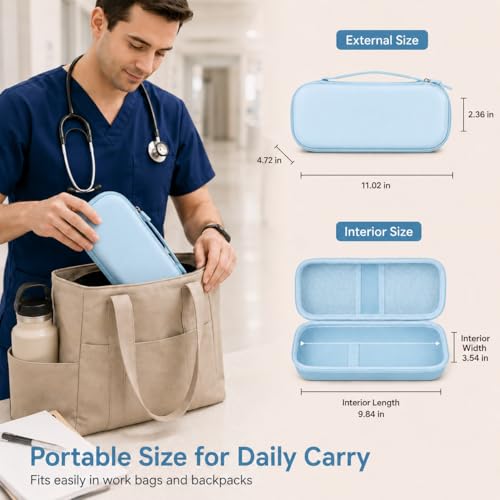 Image of ALKOO Stethoscope Case for 3M Littmann Classic III /Cardiology IV, LightBlue | for MDF Acoustica Stethoscopes, for Nurses, Doctors, Nursing School Essentials, Students, Clinic, EMS, Travel, Hard Bag Only