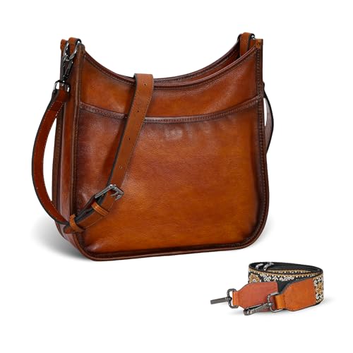 Iswee Crossbody Bags for Women Genuine Leather Purses Vintage Shoulder Handbags Travel Cross Body Bag with Boho Strap2