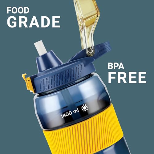 Image of MILTON Sports Sipper Large Water Bottle 1600 ml, for Adults, 100% Leakproof, One-Click Open I Track Daily Intake I BPA-Free I Removable Straw I Easy Carry Handle I Ideal for Gym, Sports, Office, Blue