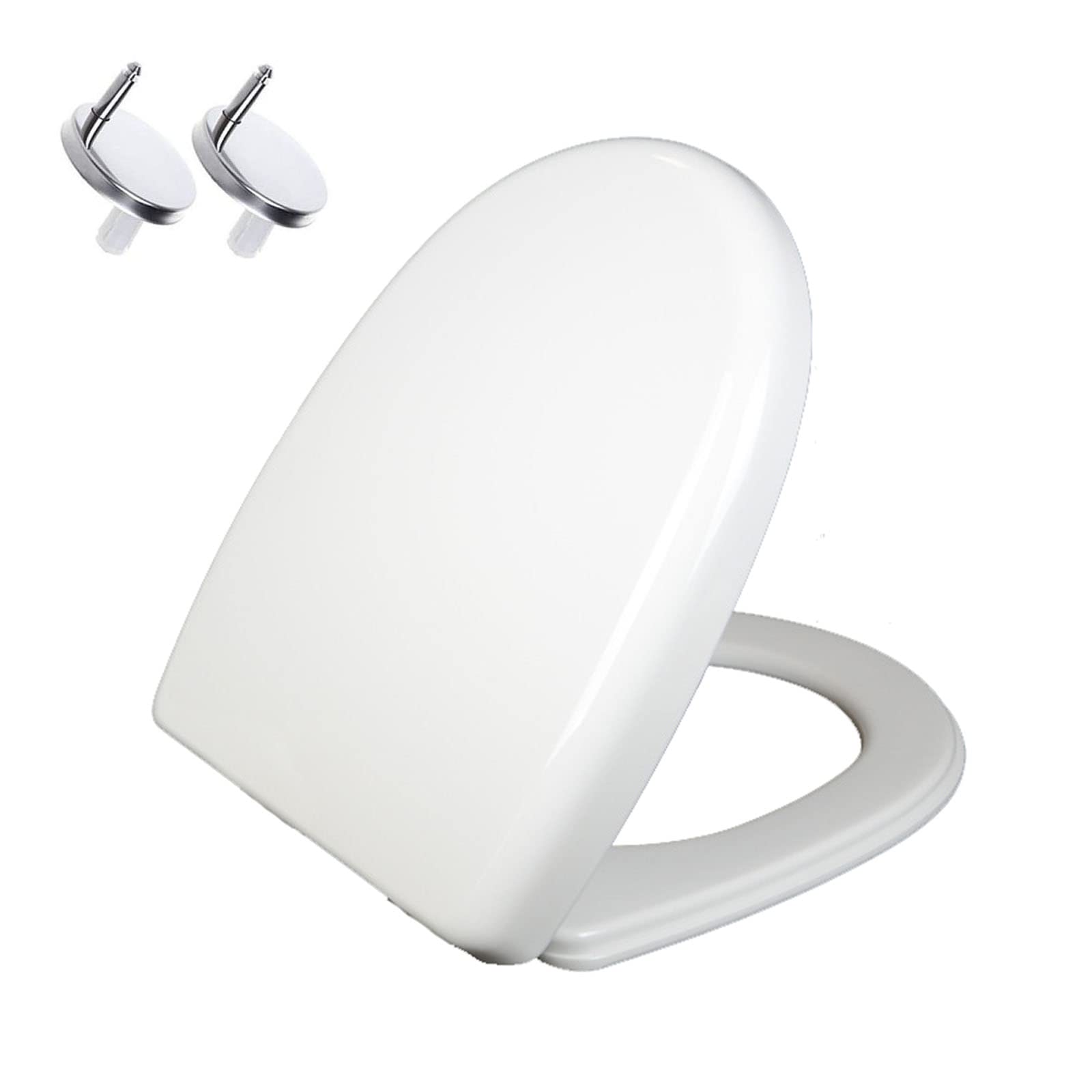 Dxpsxjl White Elongated Toilet Seat, Pp Material Easy Easy To Clean Hinges Release, Adjustable, Lightweight, Durable, Portable, User-Friendly, Compact, Slow, Close, Shaped