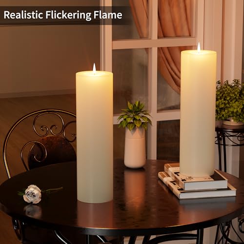 Buthy D0633 14 Inch X 4 Inch Large Outdoor Candles With Timer Waterproof Flickering Led Flameless Candles Battery Operated thumb #5