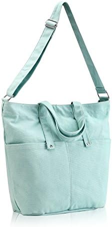 THE SIMPLE LIFE Canvas Bag Crossbody Shoulder Tote Bag for Shopping School Work Travel