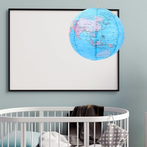 Luxshiny B7R48T13976IWD9E Earth Shaped Paper 2Pcs World Map Lantern Globes 30Cm Chandelier Ceiling Lamp Shades thumb #1