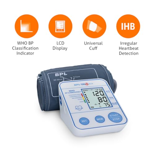 Image of BPL Medical Technologies B18 Digital Blood Pressure Monitor with C-Type USB, LCD Display|BP Apparatus for Home|Hypertension & Managing Heart Health Device - White