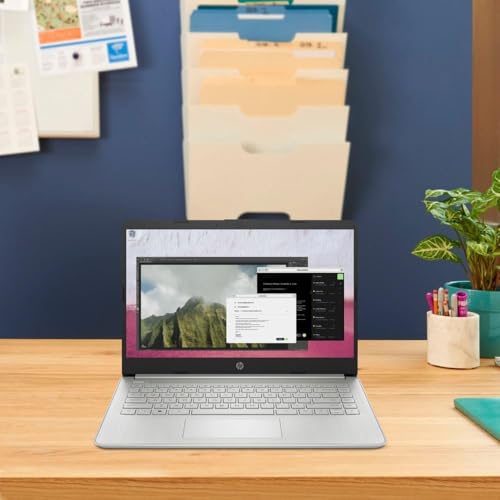 Image of HP 14 inch HD Student Business Laptop, Intel Quad-Core N4120, 8GB RAM, 384GB Storage, (128GB eMMC+256GB SD Card), 1 Year Office 365, Slim Design, Webcam, HDMI, Bluetooth, WiFi, Win 11 S, Silver