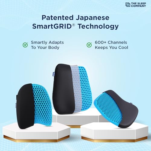 Image of The Sleep Company Ortho Car Comfort Combo Seat Cushion + Back Cushion + Neck Pillow for Car & Driving | Full Body Support for Neck, Back & Hips | Smartgrid Cushions for Pain Relief & Posture,Black