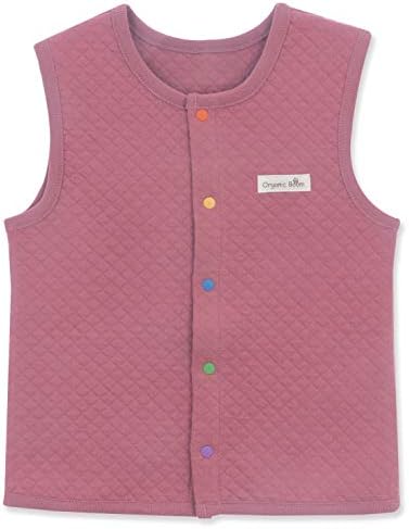 organicboom 100% Certified Organic Cotton Baby Quilted Jacquard Sleeveless Jacket Soft Vest (Smile(Rose Pink), 100(18-24M))