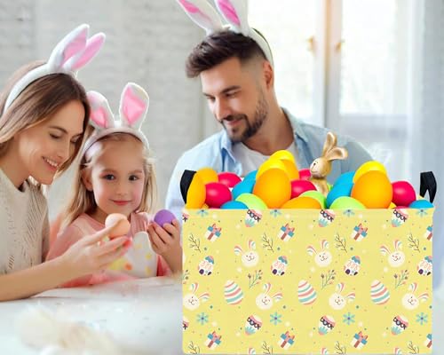 Image of Large Rectangular Easter Baskets Empty Waterproof Boy Toy Box Foldable Kid's Gifts Storage Bin Spring Room Decor(Gift Box Rabbit Egg)