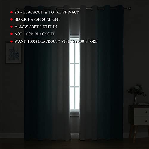 Image of G2000 Blackout Curtains & Drapes for Bedroom Living Room 84 Inches Long Teal and Greyish White Room Darkening Window Treatments Ombre Thermal Insulated Light Blocking Grommet Backdrop 2 Panels Set