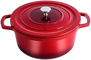 swiflon Dutch Oven 5.0-QT Cast Aluminum Nonstick Casserole, Lightweight Cookware Pot with Lid, Braiser Pot Suitable for Meats, Soups, Bread Baking in Oven, Red Shadowed