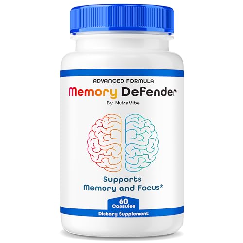 NutraVibe Memory Defender Capsules- Premium Daily Support to Sharpen Memory, Focus & Concentration, All-Natural Ingredients for Balanced Health and Function, Easy-to-Swallow Pills (60 Capsules)