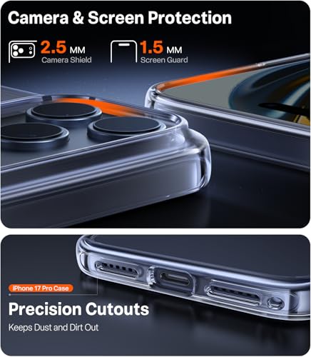Image of TORRAS Shockproof Case for iPhone 17 Pro Clear, Anti-Yellowing