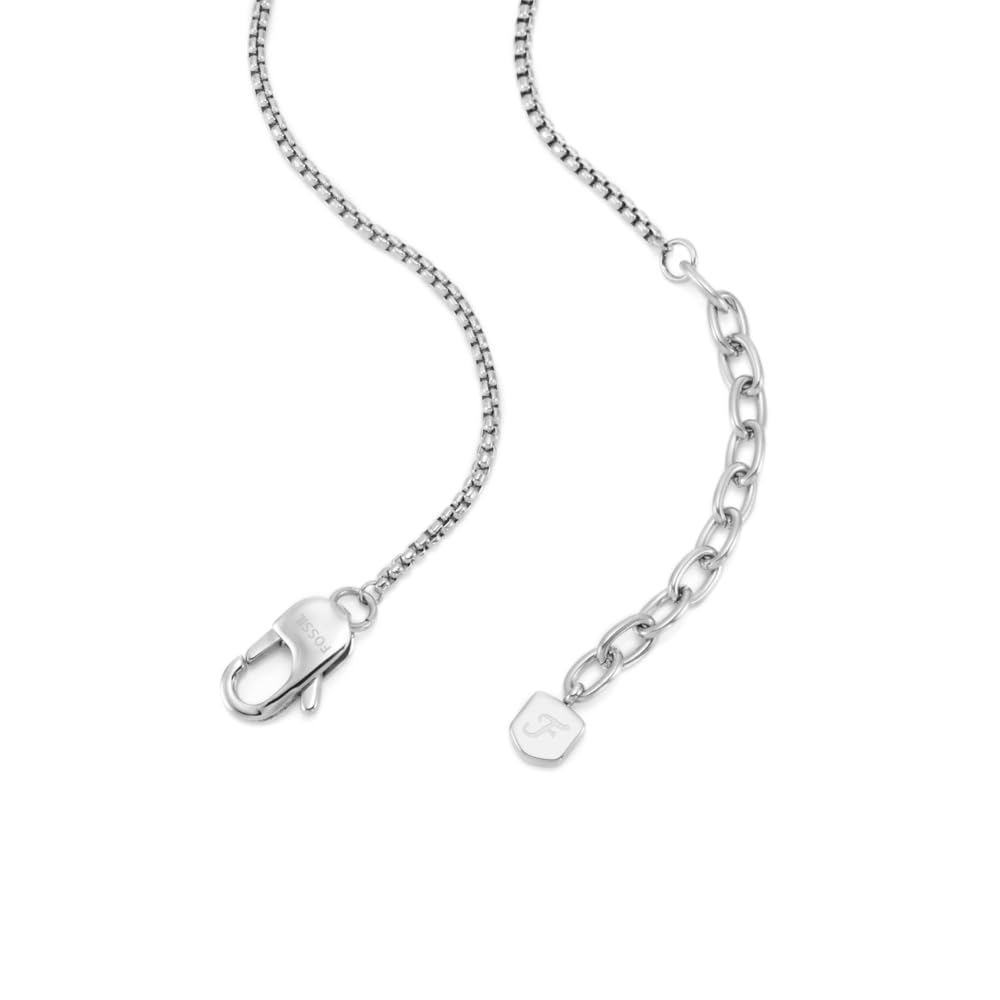 Fossil Collier pour homme en acier inoxydable avec fermoir mousqueton, ton argent