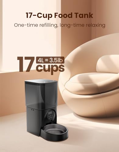 Automatic-Cat-Feeders-Timed-Automatic-Cat-Food-Dispenser-4L-Programmable-Control-for-Dry-Food-with-Stainless-Steel-Bowl-Voice-Recorder-Elevated-Automatic-Cat-Feeder-Black