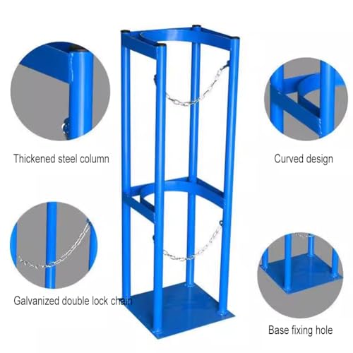 Soporte de tanques de oxígeno con doble cadena de seguridad activa y chasis de acero inoxidable 4