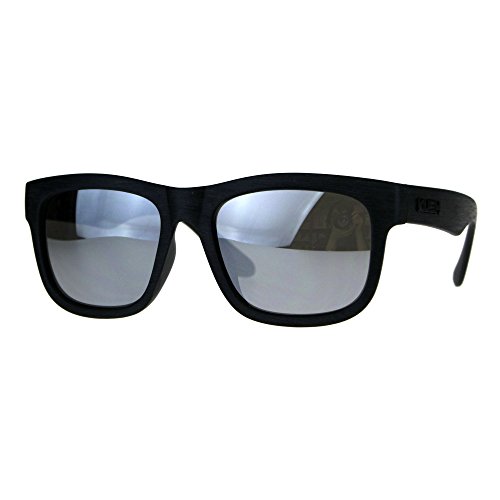 PASTL KUSH Sunglasses Wood Textured Square Rectangular Frame Mirror Lens