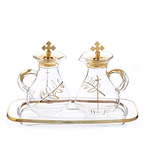 Holyart Ampolline in Vetro Vassoio Quadro Decoro Oro