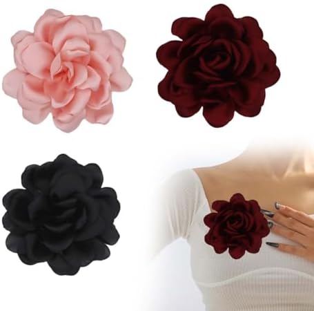 Spilla A Forma Di Rosa In Mussola - Fermaglio Per Capelli Elegante Per Matrimoni E Feste - Foto 3