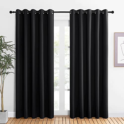 NICETOWN Blackout Draperies Window Curtain Panels, Autumn/Winter Thermal Insulated Solid Grommet Blackout Curtains/Drapes for Cafe (Set of 2, 60 inche