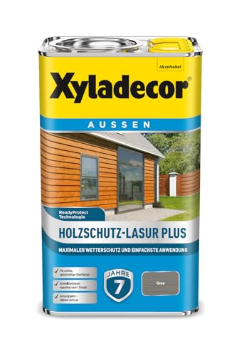 Xyladecor Holzschutz-Lasur Plus, Maximaler Wetterschutz und einfachste Anwendung, Grau, 2,5 l
