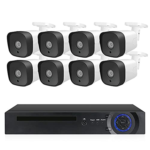 ArhaR Camera Security System, 8 Channel Wired Surveillance 5MP DVR, Motion Detection, Night Vision, Email Alert, Remote Access, Real-Time Monitoring (Size : Standard Kit)