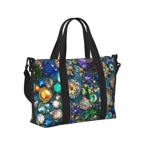 diamond colorful print Travel Duffel Bag, Sports Tote Gym Bag, Swim Pool Bag Large Shoulder Tote Bag for Beach Weekender3