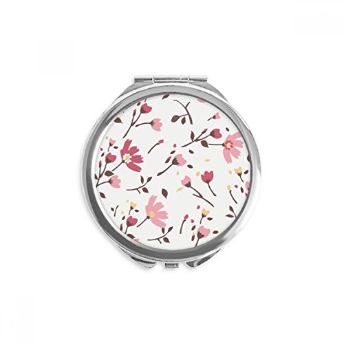 Miroir rond calliopsis fleur rose de poche portable de maquillage à la main 2,6"