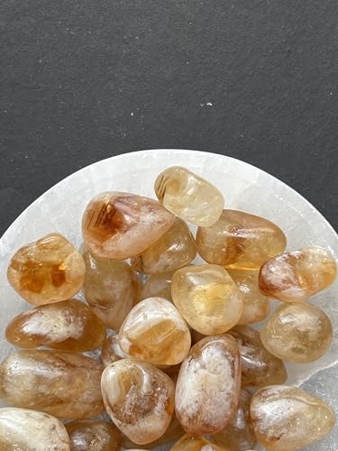 Image of Tumbled Stones, Natural Crystal Healing Stones, Home Office Decor, Aquarium Decorative Pebbles, Vase Fillers (Citrine, 100)