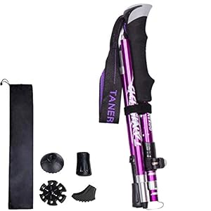 Wsobue Walking Pole-1 Pack Hiking Trekking Pole With Antishock and Quick Lock System, Telescopic, Collapsible, Ultralight Foldable Hiking Walking Stick for Seniors Women Men (Purple-1 PACK)