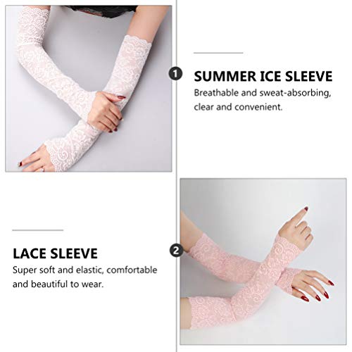 Amosfun 3 Pares Mulheres Meninas Verão Proteção Uv Mangas de Braço Crochê Aquecedores de Renda Flora