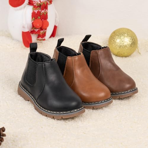 Miamooi Toddler Girls Boys Combat Ankle Boots Little Kid Waterproof Outdoor Chelsea Fall Booties Leather Comfort Shoes thumb #1