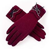 IAMZHL Damen Outdoor Handschuhe Herbst und Winter Damen warme Handgelenk Handschuhe Volltonfarbe Damenhandschuhe -a309