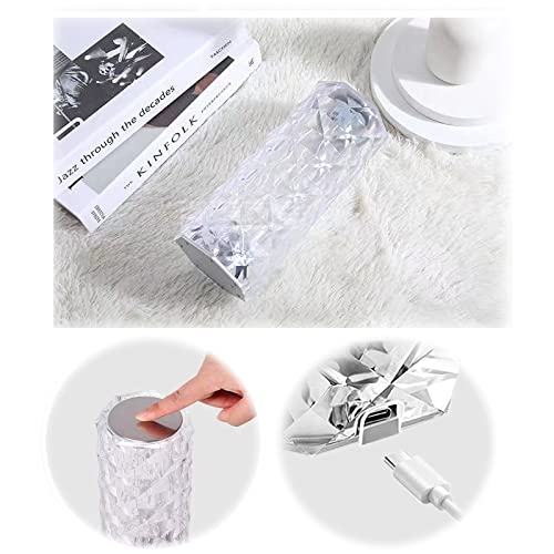 Neioaas Crystal Diamond Table Lamp，Touch Control Rose Crystal Table Lamp, 16 Colors Rechargeable Acrylic Bedside Lamp With Touch Control, Led Diamond Lamp Night Lamp For Bedroom Living Room #TOP3