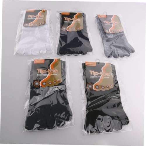 5 Pairs Toe Socks for Men Foot Alignment Massager Socks Cotton Spandex Medium Dark Light Grey3