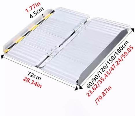 Portable Folding Aluminum Wheelchair Ramp - Non-Slip for Home Stairs, Doorways, Scooters, 300kg Capacity, 150x72cm - Easy Access for Disabled, Seniors, and Mobility Devices