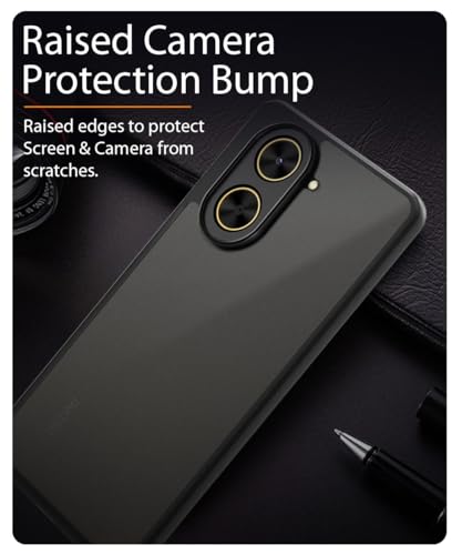 Image of WOW IMAGINE Translucent Hybrid Back Case Cover for Redmi A5 | Poco C71 Smoked Matte Back | Shock Proof 360 Degree Protection | Protective Hard Case - Matte Black