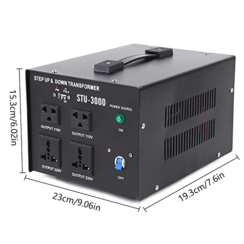 STU-3000 3000Watts Voltage Transformer Converter Heavy Duty Step Up/Down Power Converter for Conversion Between 110 Volt and 220 Volts,with Circuit Breaker,CE Certified,Black3