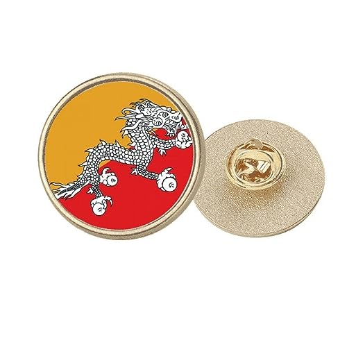 Broche Bhoutan ronde en métal doré un bijou de veste fin