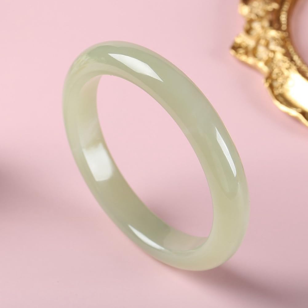 Bracciale rigido in vera giadeite bianca per donna Braccialetti con pietre preziose naturali per ragazze Braccialetti Regali di buona fortuna