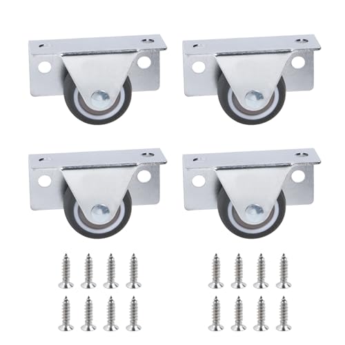 Crapyt 4 ruote a basso profilo da 3,8 cm, per armadietti, letti estraibili, mini rotelle laterali fisse per mobili, cassetti, contenitori portaoggetti sotto il letto