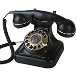 Retro Rotary Phone with Speaker/1930s Antique Landline Phone/Old Vintage Rotary Dial Telephone/Old Fashioned Rotary Phone/Special Features: Hearing Aid Compatible,Speaker, Redial, Ringer Off,Black