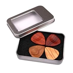 U/K Lot de 4 médiators en bois pour guitare basse, mandoline, médiators – Accessoires avec boîte en fer – Qualité… - Les Beatles, Paul McCartney, John Lennon, RIngo Starr, George Harrison U/K Lot de 4 médiators en bois pour guitare basse, mandoline, médiators - Accessoires avec boîte en fer - Qualité… – Image 2