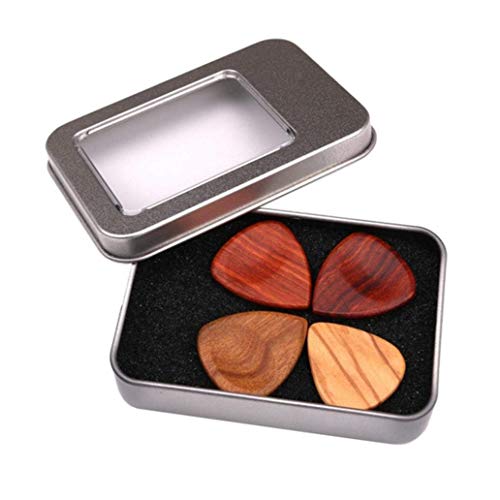 U/K Lot de 4 médiators en bois pour guitare basse, mandoline, médiators – Accessoires avec boîte en fer – Qualité… - Les Beatles, Paul McCartney, John Lennon, RIngo Starr, George Harrison U/K Lot de 4 médiators en bois pour guitare basse, mandoline, médiators - Accessoires avec boîte en fer - Qualité… – Image 3