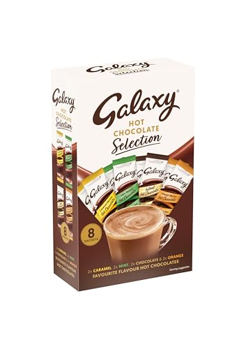 Galaxy Hot Chocolate Sachet Selection 25g x 8 | Hot Chocolate Gift Set Featuring 4 flavours of Galaxy Chocolate including Instant Hot Chocolate Caramel Mint & Orange