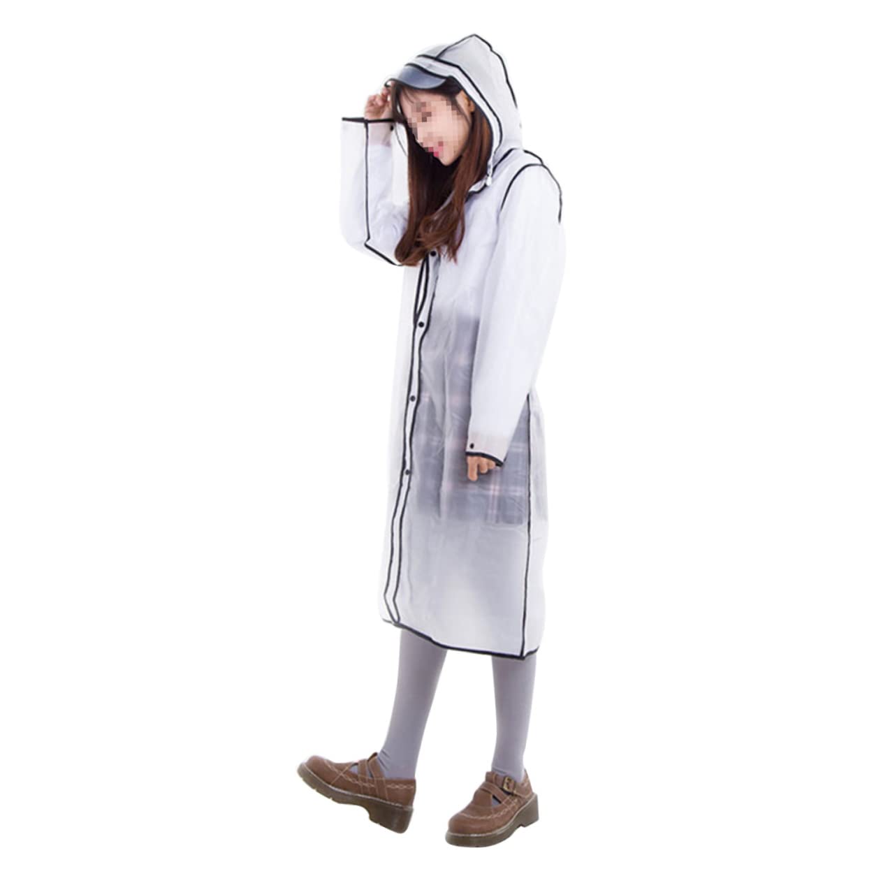 Healvian Poncho Trasparente per Adulti Cerata Antipioggia Eva con Cappuccio Regolabile Xxl per Escursioni